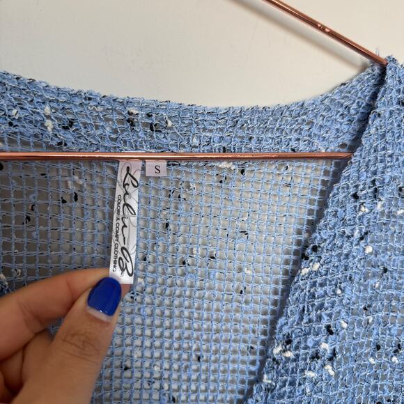 Lulu B Womens Cardigan Sweater Small Open Weave Button Front Coastal Boho Artsy - Picture 5 of 7